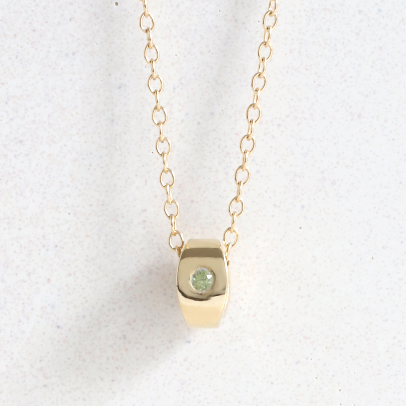 Ethical Jewellery & Engagement Rings Toronto - Peridot (August) Birthstone Bead Pendant in Yellow Gold - FTJCo Fine Jewellery & Goldsmiths