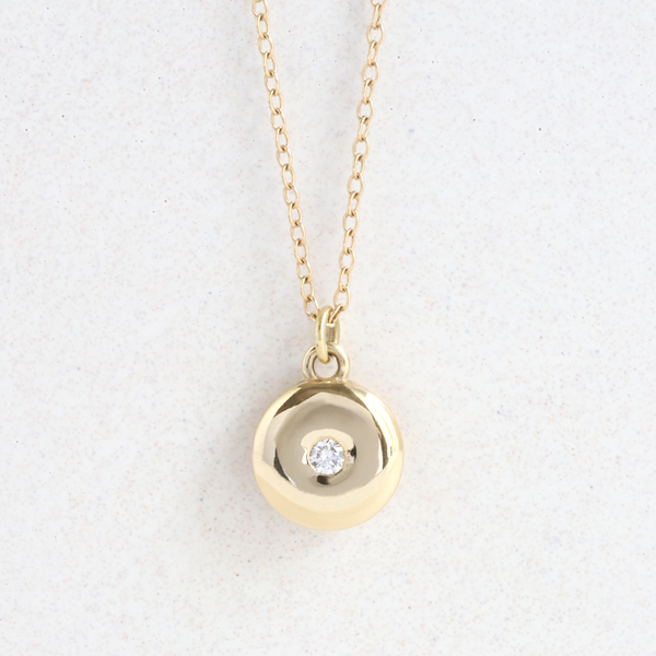 Ethical Jewellery & Engagement Rings Toronto - DIAMOND (APRIL) BIRTHSTONE ROUND AMULET PENDANT IN YELLOW GOLD - FTJCo Fine Jewellery & Goldsmiths