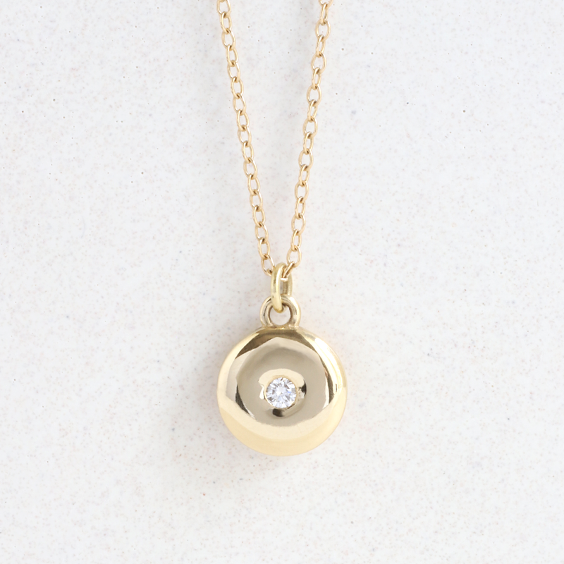 Ethical Jewellery & Engagement Rings Toronto - DIAMOND (APRIL) BIRTHSTONE ROUND AMULET PENDANT IN YELLOW GOLD - FTJCo Fine Jewellery & Goldsmiths