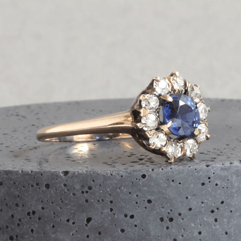 Ethical Jewellery & Engagement Rings Toronto - Antique Sapphire, Diamond and Gold Ring, circa 1880 - FTJCo Fine Jewellery & Goldsmiths