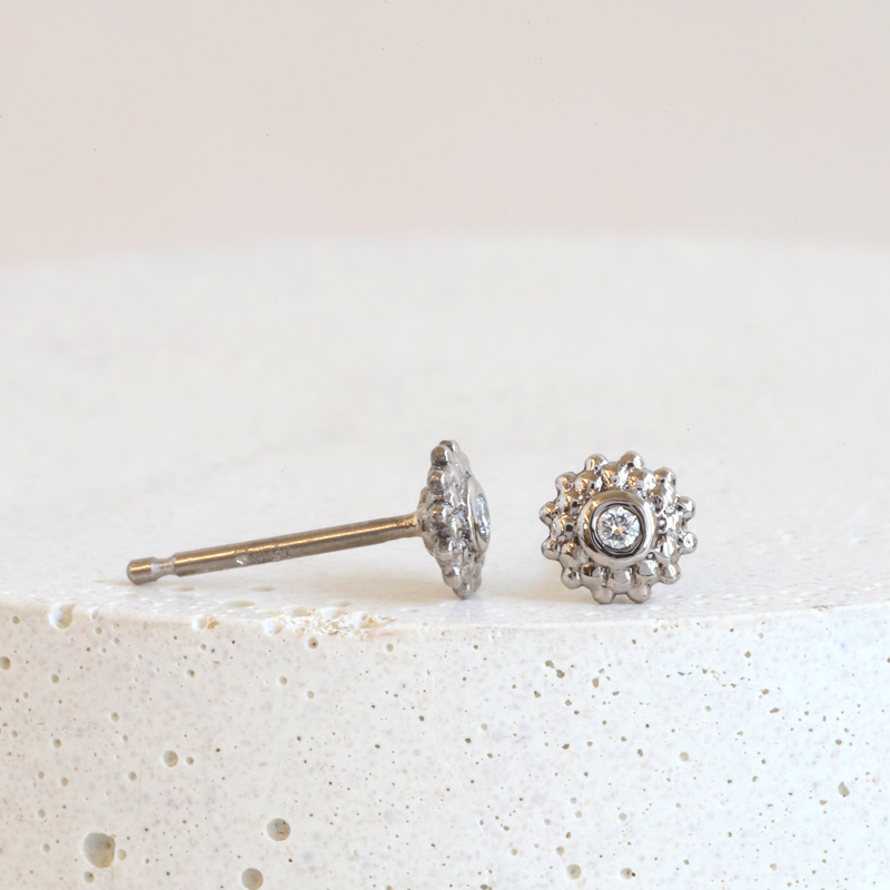 Ethical Jewellery & Engagement Rings Toronto - Diamond Mini Dahlia Studs in White - FTJCo Fine Jewellery & Goldsmiths