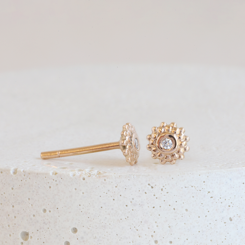 Ethical Jewellery & Engagement Rings Toronto - Diamond Mini Dahlia Studs in Rose - FTJCo Fine Jewellery & Goldsmiths