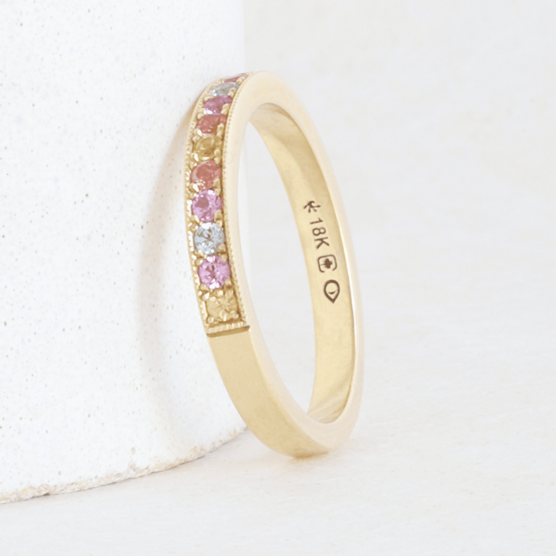 Ethical Jewellery & Engagement Rings Toronto - Multicolour Bead-set Band with Laboratory Sapphires - FTJCo Fine Jewellery & Goldsmiths