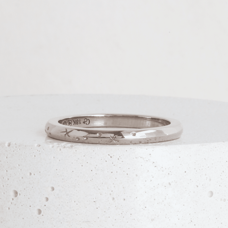 Ethical Jewellery & Engagement Rings Toronto - 2 mm Starry Night Band in White - FTJCo Fine Jewellery & Goldsmiths