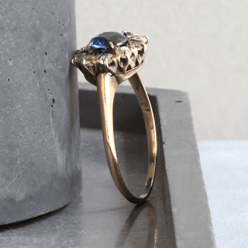 Ethical Jewellery & Engagement Rings Toronto - Antique Sapphire, Diamond and Gold Ring, circa 1880 - FTJCo Fine Jewellery & Goldsmiths