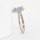 Ethical Jewellery & Engagement Rings Toronto - 1.94 ct Periwinkle Sapphire Octagonal Love Note Halo in White - FTJCo Fine Jewellery & Goldsmiths