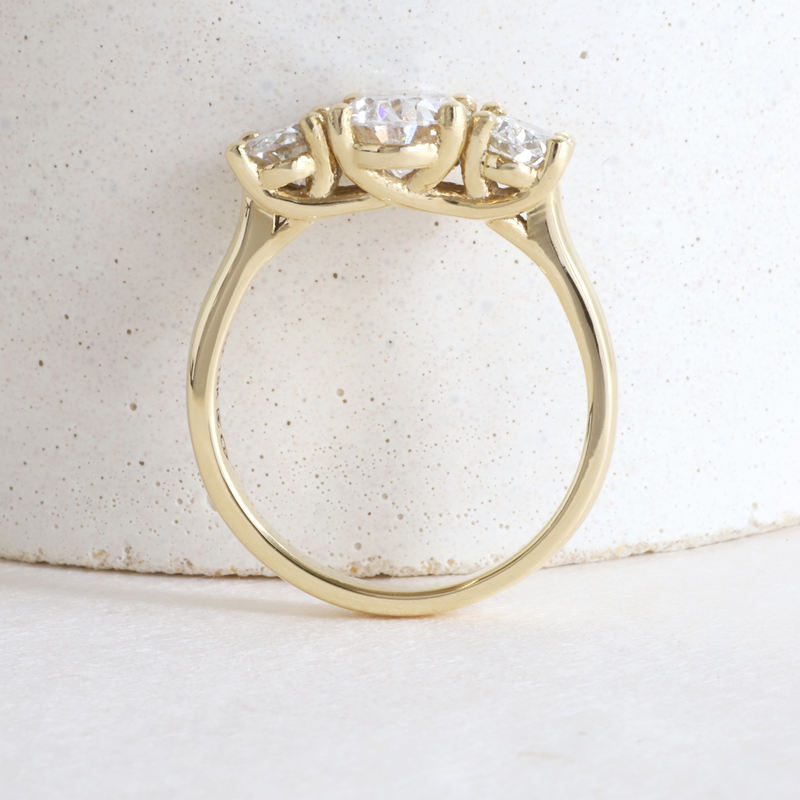 Ethical Jewellery & Engagement Rings Toronto - 1.27 ct Three Stone Trellis Yellow Gold - FTJCo Fine Jewellery & Goldsmiths