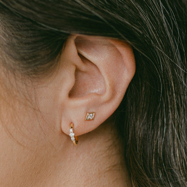 Stella Diamond Hoops in Yellow Gold