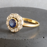 Ethical Jewellery & Engagement Rings Toronto - Vintage Platinum & 18K Diamond Halo Sapphire Engagement Ring - FTJCo Fine Jewellery & Goldsmiths