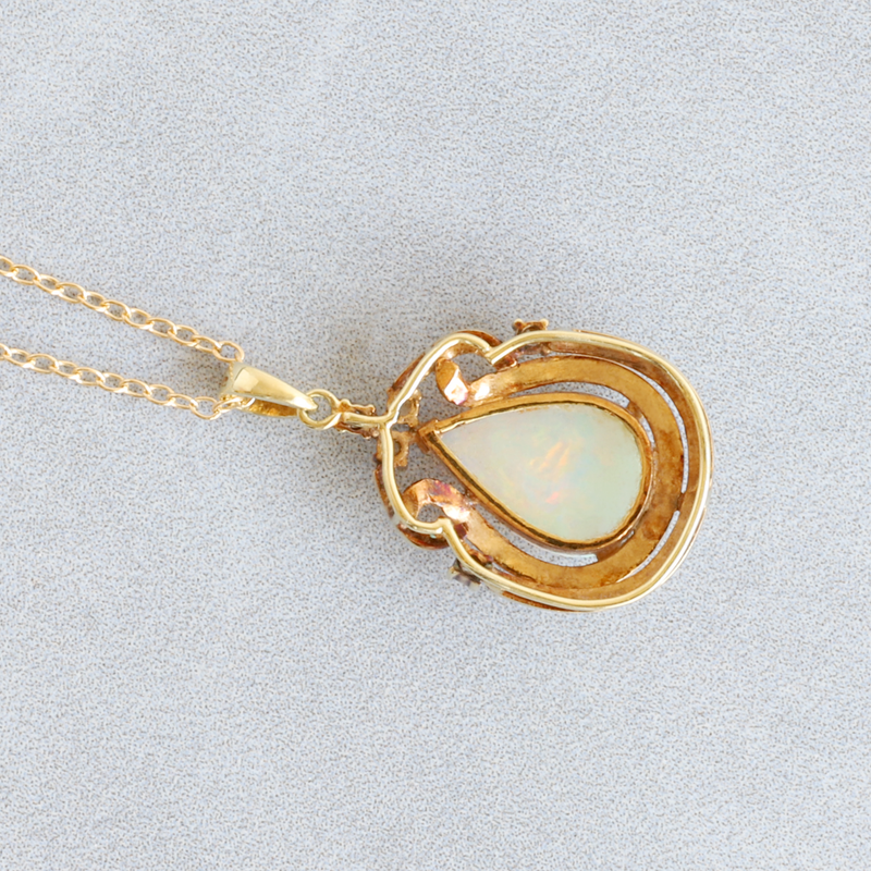 Ethical Jewellery & Engagement Rings Toronto - Opal and Diamond Gold Pendant - FTJCo Fine Jewellery & Goldsmiths