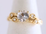 0.83 ct Edelweiss Grey Round Briar Engagement Ring Made in Yellow Gold