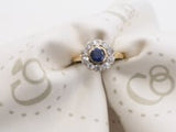 Vintage Platinum & 18K Diamond Halo Sapphire Engagement Ring