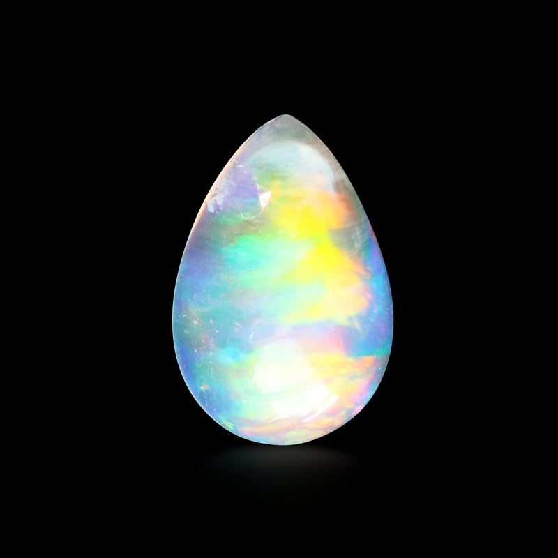 Ethical Jewellery & Engagement Rings Toronto - 0.80 ct Colour Play Pear Cabochon Chatham Grown Opal - Fairtrade Jewellery Co.