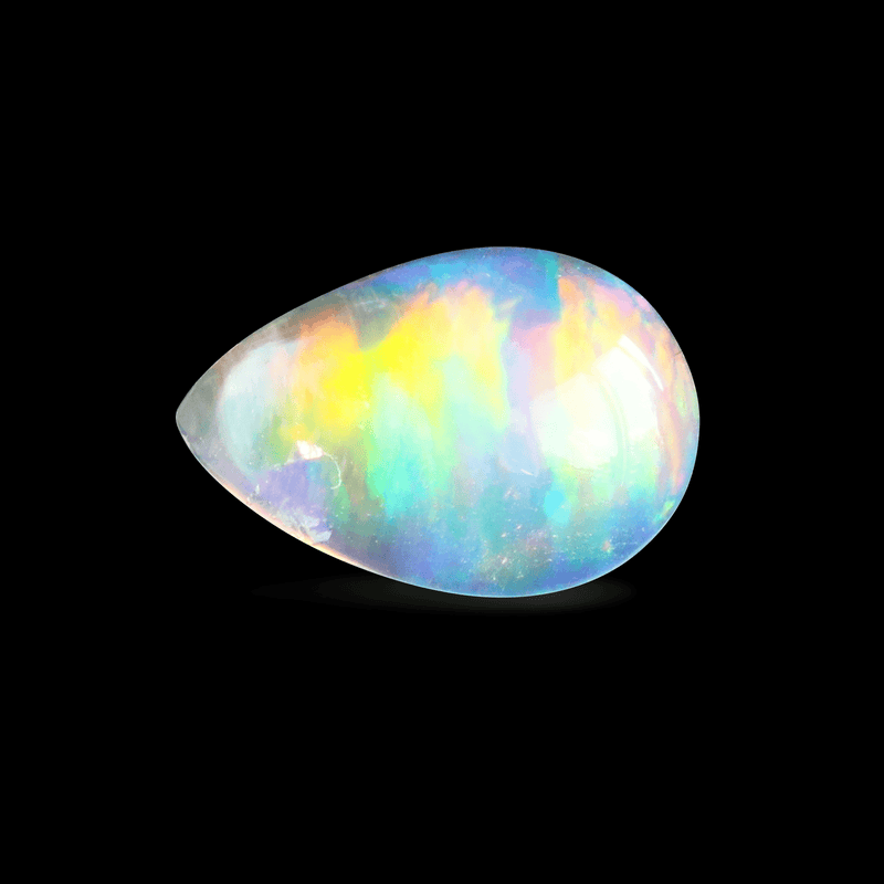 Ethical Jewellery & Engagement Rings Toronto - 0.80 ct Colour Play Pear Cabochon Chatham Grown Opal - Fairtrade Jewellery Co.