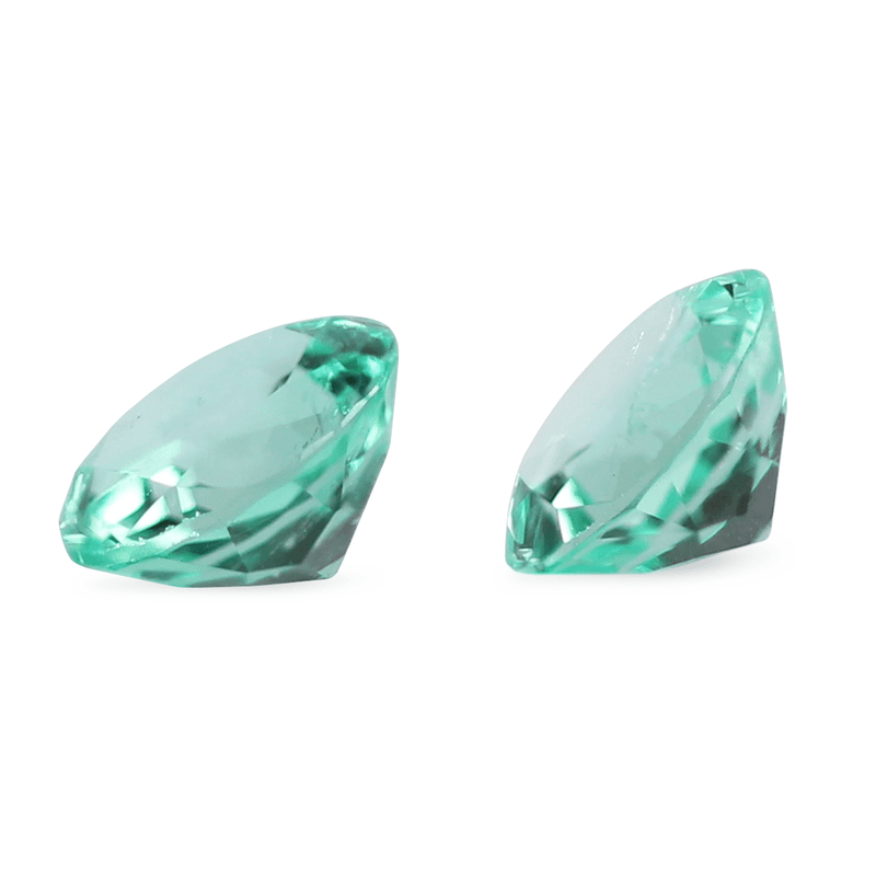 Ethical Jewellery & Engagement Rings Toronto - 1.22 tcw Mint Green Round Colombian Emerald Pair - Fairtrade Jewellery Co.