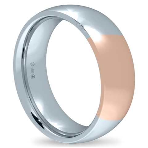 Ethical Jewellery & Engagement Rings Toronto - 18K 6mm Bicolour Band-White/Pink - Fairtrade Jewellery Co.
