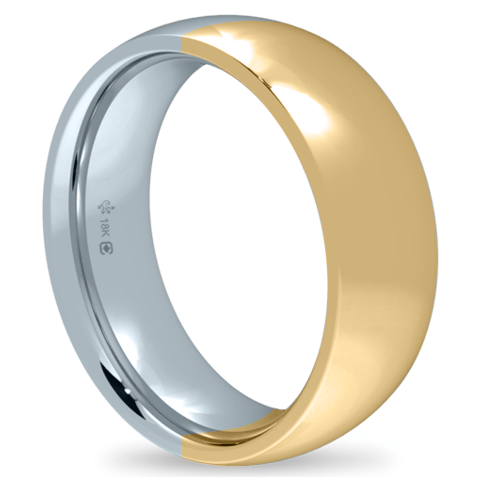 Ethical Jewellery & Engagement Rings Toronto - 18K 6mm Bicolour Band-Equal Yellow/White - Fairtrade Jewellery Co.