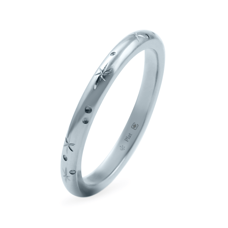 Platinum Ethical Jewellery & Engagement Rings Toronto - 2 mm Star Engraved Band - Fairtrade Jewellery Co.