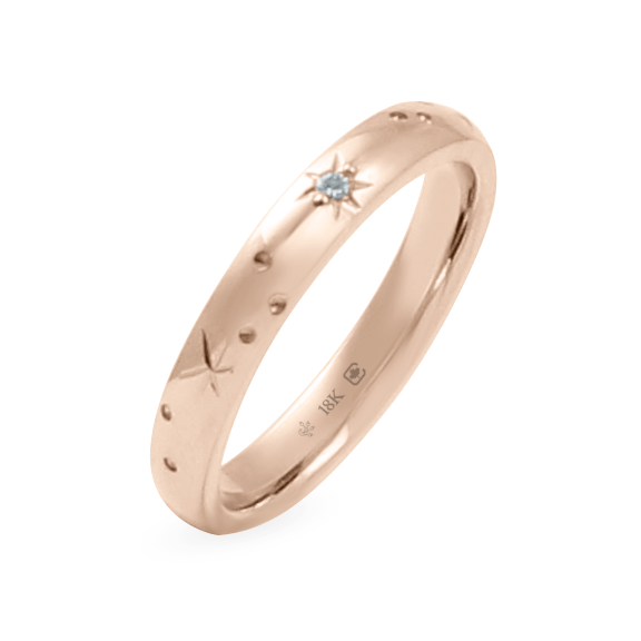 Rose/Pink Ethical Jewellery & Engagement Rings Toronto - 3 mm Star Engraved Band - Fairtrade Jewellery Co.