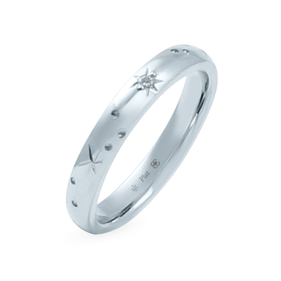 Platinum Ethical Jewellery & Engagement Rings Toronto - 3 mm Star Engraved Band - Fairtrade Jewellery Co.