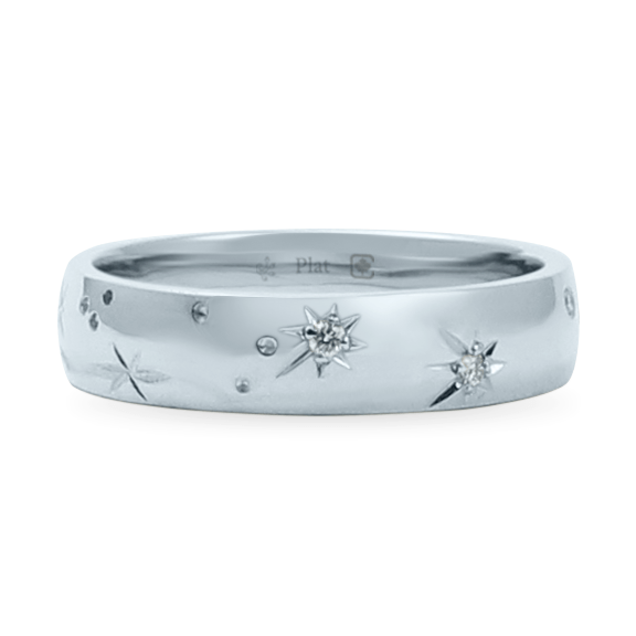 Platinum Ethical Jewellery & Engagement Rings Toronto - 5 mm Star Engraved Band - Fairtrade Jewellery Co.
