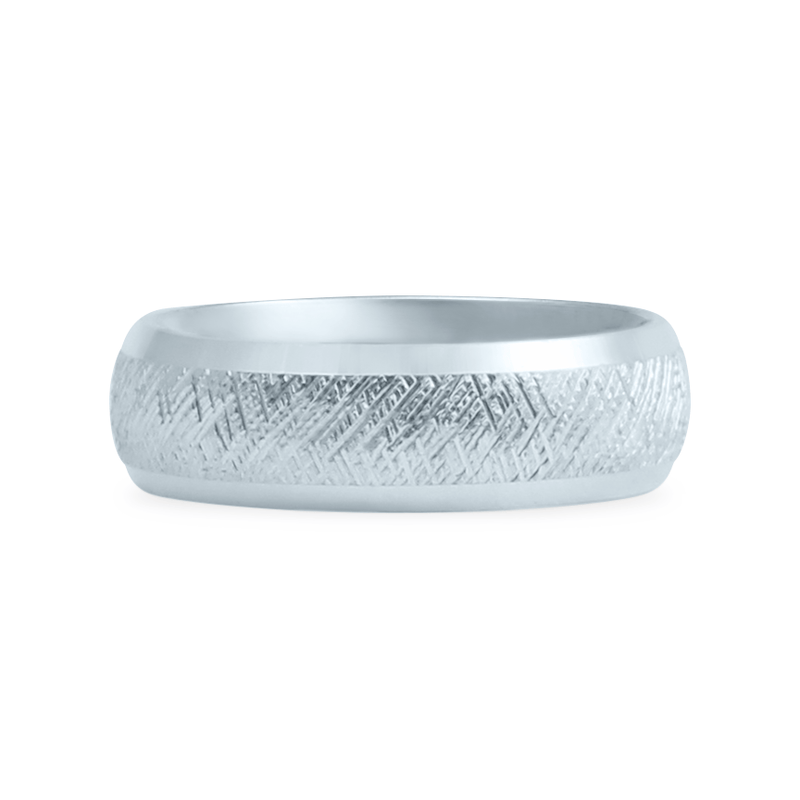 White Ethical Jewellery & Engagement Rings Toronto - 18K Knurling Tool Pattern with Bevelled Edges - Fairtrade Jewellery Co.