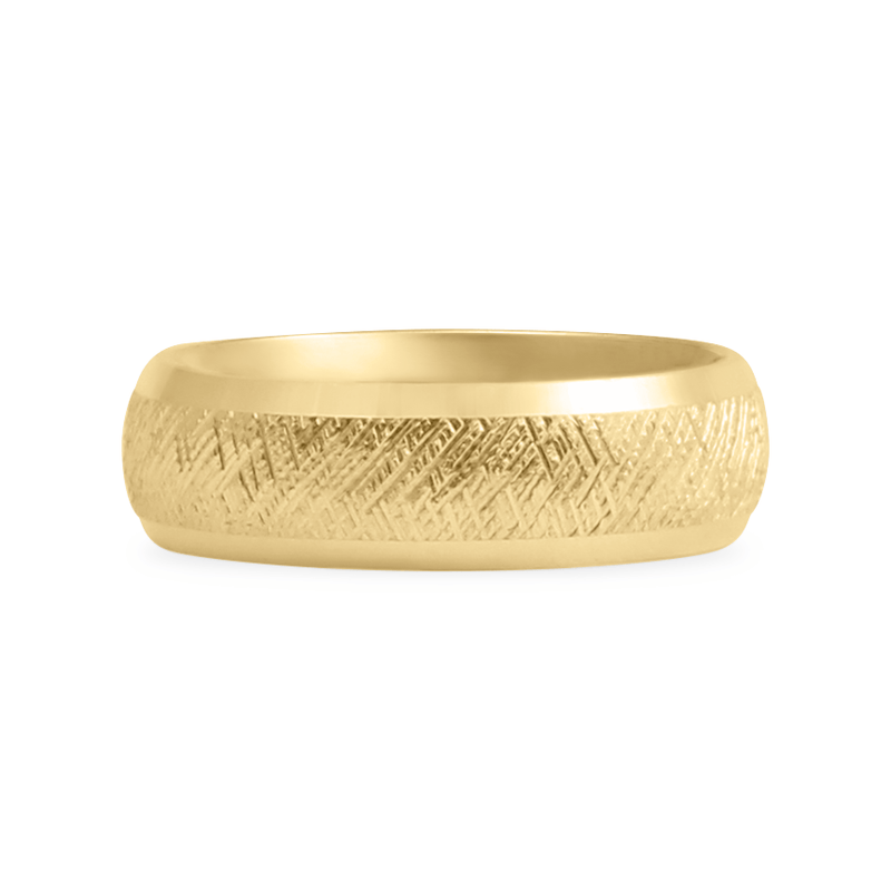 Yellow Ethical Jewellery & Engagement Rings Toronto - 18K Knurling Tool Pattern with Bevelled Edges - Fairtrade Jewellery Co.