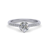 Platinum-Talon-Prong Ethical Jewellery & Engagement Rings Toronto - Contemporary Love Note with Diamond-Set Band - FTJCo Fine Jewellery & Goldsmiths