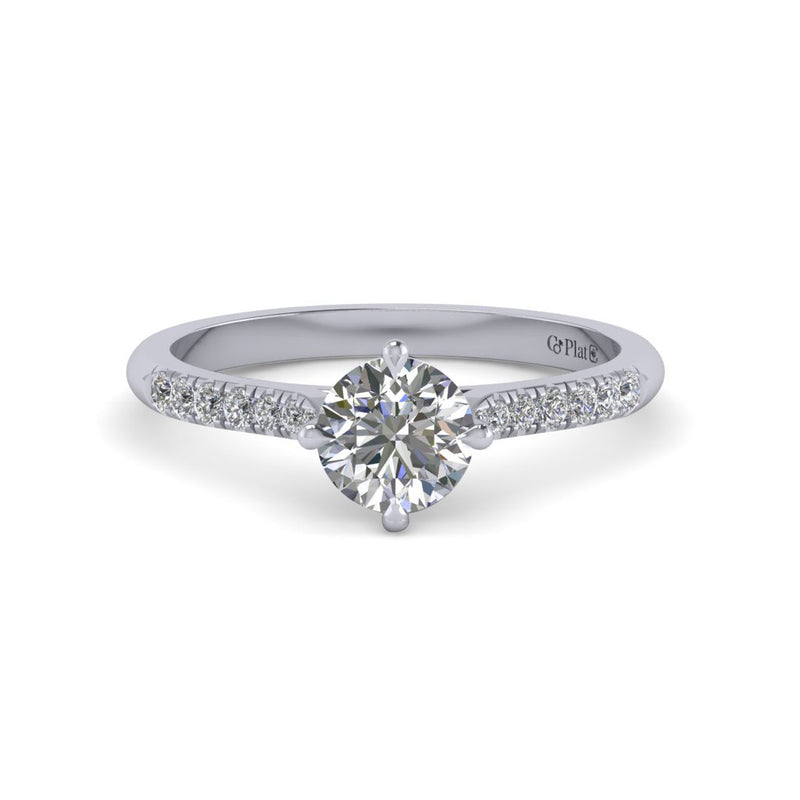Platinum-Talon-Prong Ethical Jewellery & Engagement Rings Toronto - Contemporary Love Note with Diamond-Set Band - FTJCo Fine Jewellery & Goldsmiths