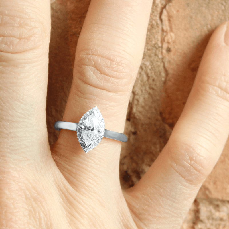 Platinum Ethical Jewellery & Engagement Rings Toronto - Marquise-Cut Love Note Halo - Fairtrade Jewellery Co.