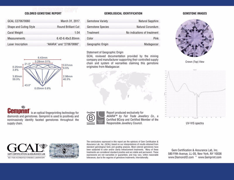 Ethical Jewellery & Engagement Rings Toronto - 1.04 ct Light Grape Purple Round Brilliant-Cut Sapphire - Fairtrade Jewellery Co.