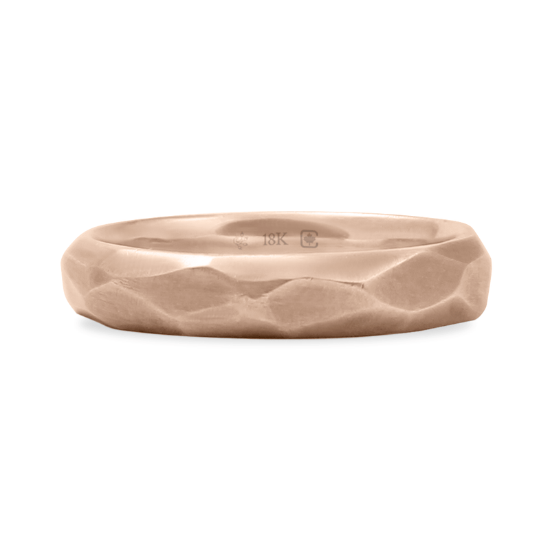 Rose/Pink Ethical Jewellery & Engagement Rings Toronto - Hand Carved Faceted Band - Fairtrade Jewellery Co.
