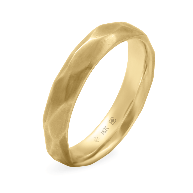 Yellow Ethical Jewellery & Engagement Rings Toronto - Hand Carved Faceted Band - Fairtrade Jewellery Co.