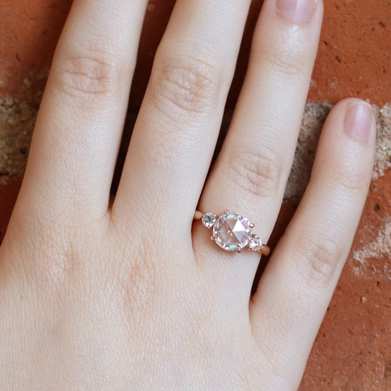 Ethical Jewellery & Engagement Rings Toronto - Three Stone Avery in 18K Rose Gold - Fairtrade Jewellery Co.