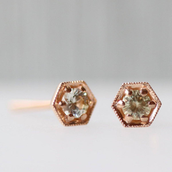 Ethical Jewellery & Engagement Rings Toronto - Hexa Studs in Rose Gold - FTJCo Fine Jewellery & Goldsmiths
