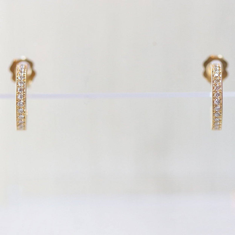 Ethical Jewellery & Engagement Rings Toronto - Mini Diamond Hoops in 18K Yellow Gold - FTJCo Fine Jewellery & Goldsmiths