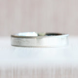 Ethical Jewellery & Engagement Rings Toronto - 4 mm Platinum Flat Band with Milgrain - Fairtrade Jewellery Co.