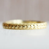 Ethical Jewellery & Engagement Rings Toronto - 18K Leaf Pattern Hand Engraved Band - Fairtrade Jewellery Co.