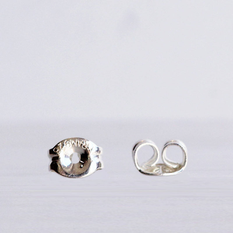 Ethical Jewellery & Engagement Rings Toronto - Dahlia Stud Earrings In Sterling Silver With Blue Lab Grown Sapphires - Fairtrade Jewellery Co.