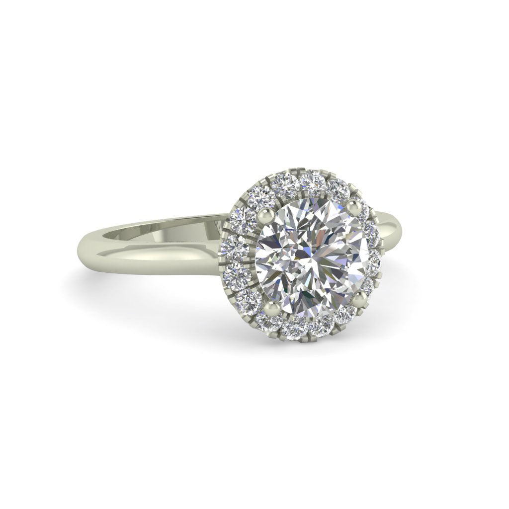 Plain band halo engagement on sale ring