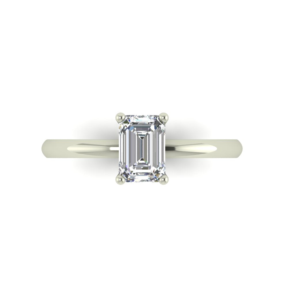 Low profile emerald on sale cut diamond ring