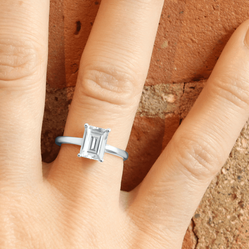 Platinum Ethical Jewellery & Engagement Rings Toronto - Low Set Emerald Cut Solitaire - Fairtrade Jewellery Co.
