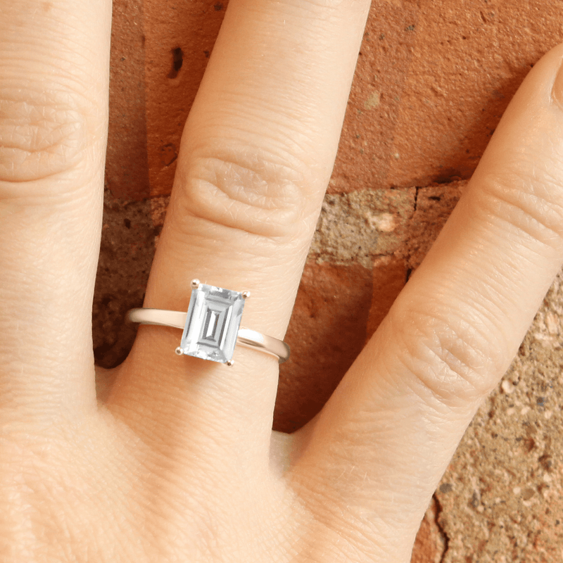 Rose/Pink Ethical Jewellery & Engagement Rings Toronto - Low Set Emerald Cut Solitaire - Fairtrade Jewellery Co.