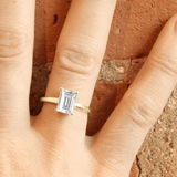 Yellow Ethical Jewellery & Engagement Rings Toronto - Low Set Emerald Cut Solitaire - Fairtrade Jewellery Co.