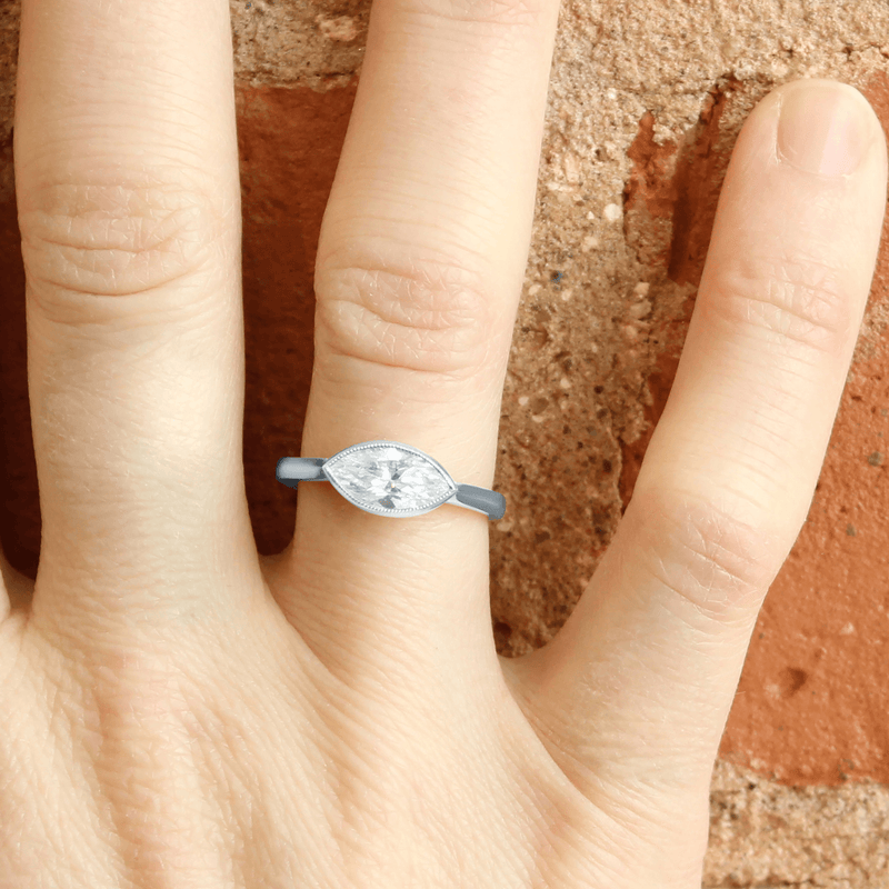 White Ethical Jewellery & Engagement Rings Toronto - Eleonora Marquise Solitaire - Fairtrade Jewellery Co.