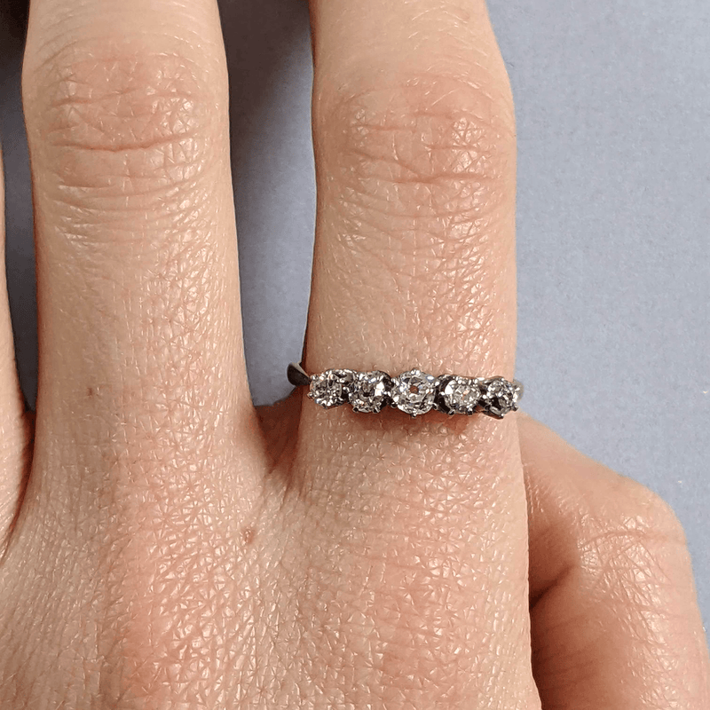 Ethical Custom Ring Five Diamond Ring with Old Mine Cuts