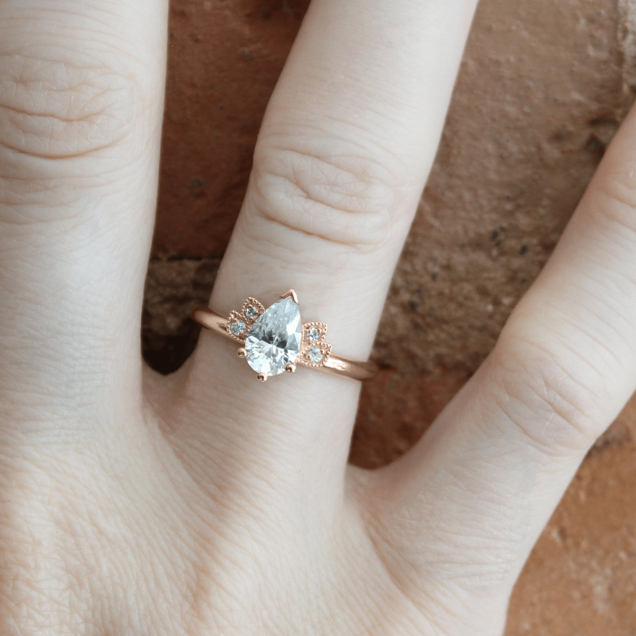 Ethical Custom Ring Lotus Pear Cut Ring Toronto Canada FTJCo