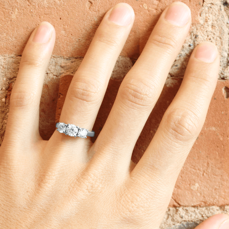 Platinum Ethical Jewellery & Engagement Rings Toronto - Three Stone Diamond Trellis Ring - Fairtrade Jewellery Co.