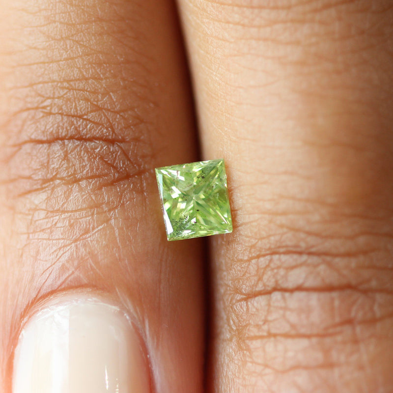 Ethical Jewellery & Engagement Rings Toronto - 0.92 ct Fancy Natural Green Vintage Rectangular Modified Brilliant Diamond - Fairtrade Jewellery Co.