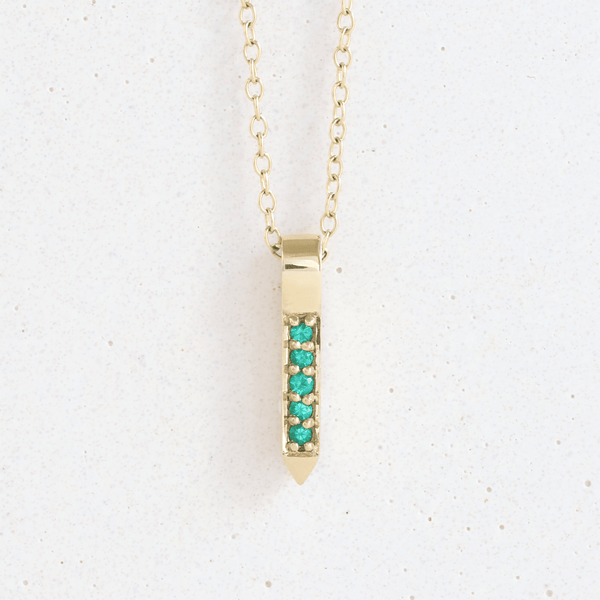 Ethical Jewellery & Engagement Rings Toronto - Emerald (May) Quill Pendant in Yellow Gold - FTJCo Fine Jewellery & Goldsmiths